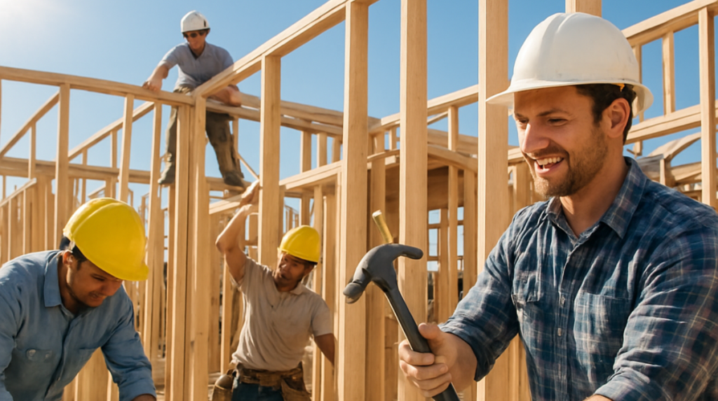 segurança do trabalho na construção civil com uso de EPI em obra