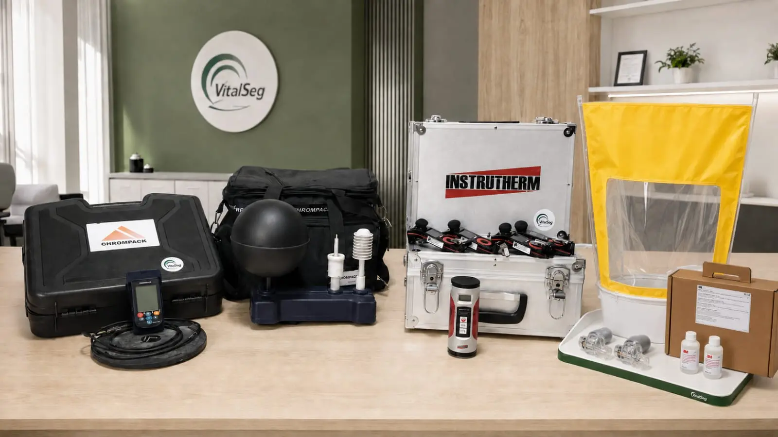Equipamentos de higiene ocupacional utilizados pela equipe técnica da VitalSeg